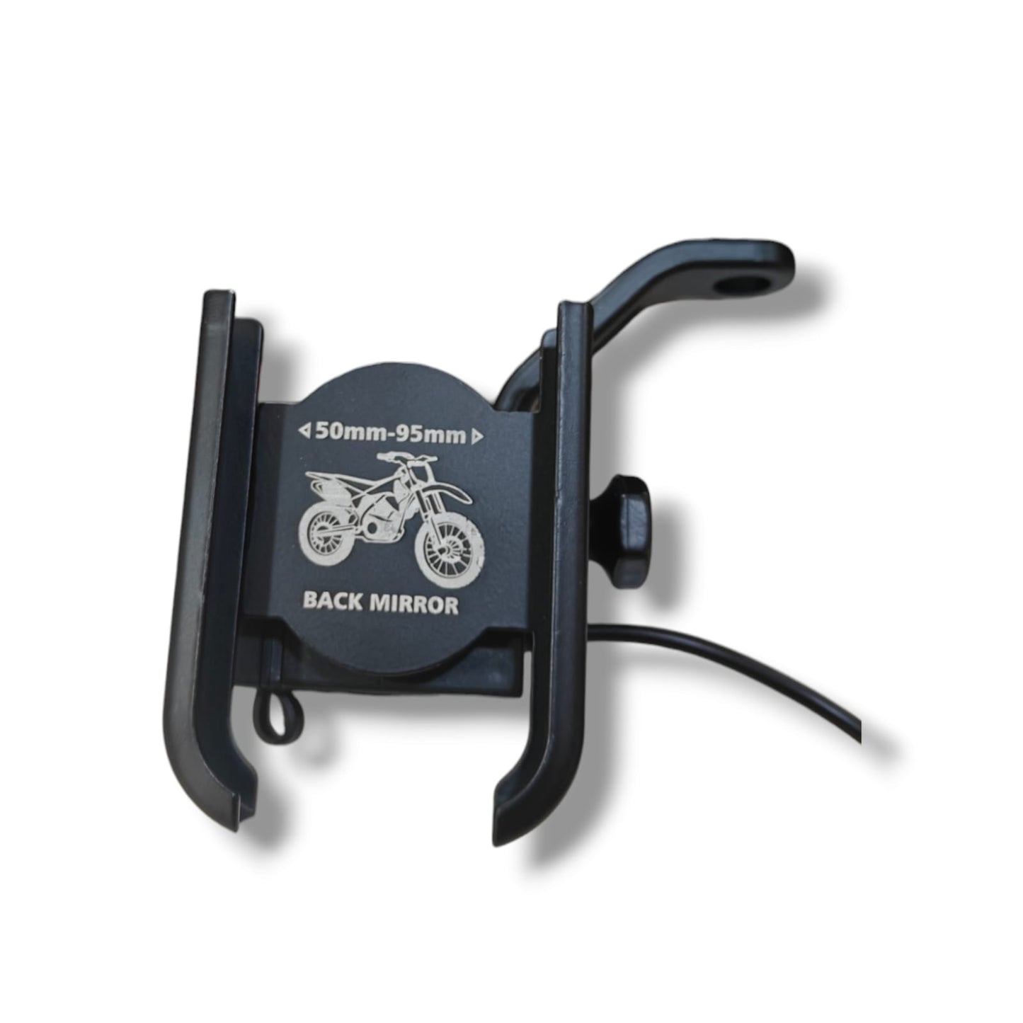Mobiele houer met laaier vir fietse, motorfietse, bromponies, spieëlmontering outomatiese sluiting vir kaarte en GPS, Swart Bijjan-bykomstighede