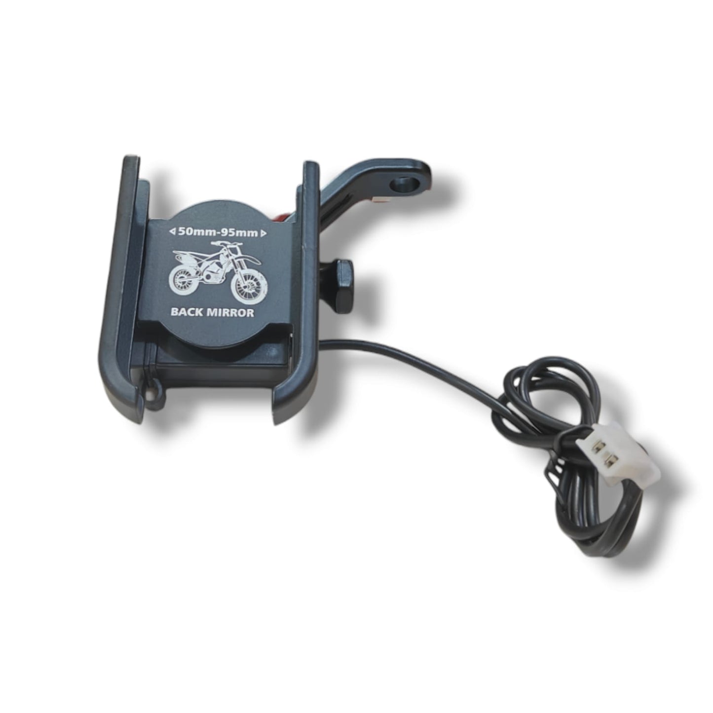Mobiele houer met laaier vir fietse, motorfietse, bromponies, spieëlmontering outomatiese sluiting vir kaarte en GPS, Swart Bijjan-bykomstighede