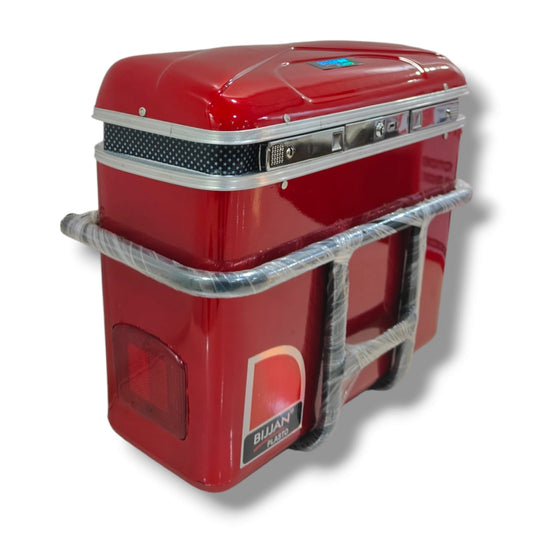 PREMIUM UNIVERSAL SIDE BOX FOR BIKE AND MOTORCYCLE WITH TRIPLE LOCK PROTECTION AND DOUBLE REFLECTORS RED BIJJAN ACCESSORIES